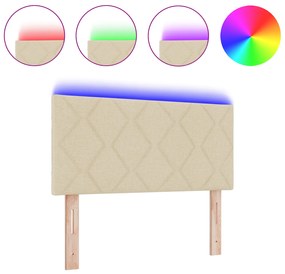 vidaXL LED Κεφαλάρι Σχεδίασης Μπλοκ Διαμαντιού Κρεμ 100 εκ. Ύφασμα