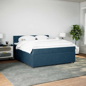vidaXL Κρεβάτι Boxspring με Στρώμα Μπλε 180x200 εκ. Βελούδινο