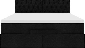 vidaXL Οθωμανικό κρεβάτι με στρώμα Μαύρο 140x190cm Ύφασμα