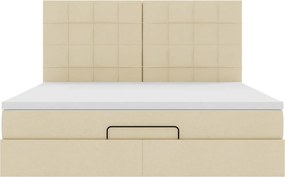 vidaXL Οθωμανικό κρεβάτι με στρώμα Cream 180x200cm ύφασμα