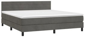 Κρεβάτι Boxspring με Στρώμα Σκούρο Γκρι 180x200 εκ. Βελούδινο - Γκρι