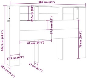 vidaXL Κεφαλάρι Με Αποθηκευτικό Χώρο Μαύρο 160 x 18,5 x 104,5 εκ.