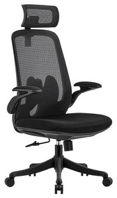 WOODWELL BF3950 Πολυθρόνα Γραφείου Διευθυντή, Mesh Μαύρο, Ύφασμα Μαύρο 72x63x113/123cm ΕΟ615,1