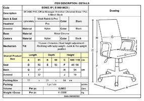 BF2400-PVC ΠΟΛΥΘΡΟΝΑ ΓΡΑΦΕΙΟΥ ΔΙΕΥΘΥΝΤΗ, ΒΑΣΗ ΧΡΩΜΙΟ, PVC ΜΑΥΡΟ - MESH ΜΑΥΡΟ