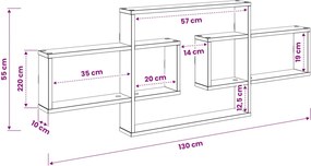 vidaXL Ράφι Τοίχου Μαύρη Δρυς 130 x 10 x 50 εκ. Επεξεργασμένο Ξύλο