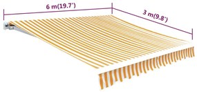 vidaXL Τεντόπανο Έντονο Κίτρινο/Λευκό 6x3 μ Καραβόπανο (Χωρίς Πλαίσιο)