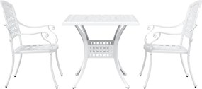 vidaXL Σερβίτσιο τραπεζιού κήπου 3 pcs Λευκό Χυτό αλουμίνιο
