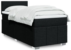 vidaXL Κρεβάτι Boxspring με Στρώμα Μαύρο 90x200 εκ. Υφασμάτινο