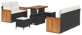 vidaXL Σετ Καναπέ Κήπου με μαξιλάρι 8 pcs Μαύρο Πολυ ράταν