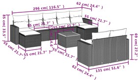 vidaXL Σαλόνι Κήπου 10 Τεμαχίων Γκρι από Συνθετικό Ρατάν με Μαξιλάρια