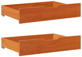 vidaXL Συρτάρια Κρεβατιού 2 τεμ 85x55x17 εκ. Καφέ Κεριού Μασίφ Πεύκο