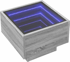 vidaXL Τραπέζι Βοηθητικό με LED Δρυς 40x40x30 εκ. Επεξεργασμένο Ξύλο