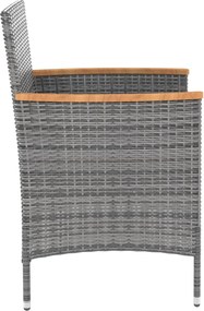 vidaXL Σετ Τραπεζαρίας Εξ. Χώρου 9 τεμ. Γκρι Συνθ. Ρατάν με Μαξιλάρια