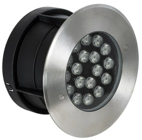 GloboStar UNDERGROUND-SINA 90571 Χωνευτό Φωτιστικό Σποτ Δαπέδου LED 18W 1620lm 15° DC 24V Αδιάβροχο IP68 Φ20 x Υ11cm Θερμό Λευκό 2700K - Ανοξείδωτο Ατσάλι - 3 Χρόνια Εγγύηση