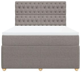 vidaXL Κρεβάτι Boxspring με Στρώμα Taupe 140x190 εκ. Υφασμάτινο