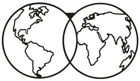 Διακοσμητικό Τοίχου World Map 891TNL1101 60x34cm Black Wallity Μέταλλο