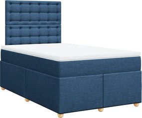 vidaXL Κρεβάτι Boxspring με Στρώμα Μπλε 120x200 εκ. Υφασμάτινο