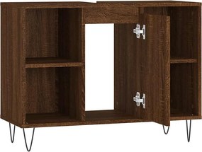 vidaXL Ντουλάπι Μπάνιου Καφέ Δρυς 80 x 33 x 60 εκ. Επεξεργασμένο Ξύλο