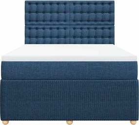 vidaXL Κρεβάτι Boxspring με Στρώμα Μπλε 140x200 εκ. Υφασμάτινο