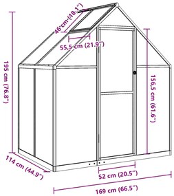 Θερμοκήπιο με Πλαίσιο Βάσης Πράσινο 169x114x195 εκ. Αλουμίνιο - Πράσινο