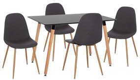 ΣΕΤ ΤΡΑΠΕΖΑΡΙΑΣ 5ΤΜΧ MINARDO HM21179 MDF TOP ΣΕ ΜΑΥΡΟ--ΣΚΟΥΡΟ ΓΚΡΙ ΥΦΑΣΜΑ