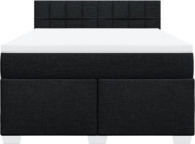 vidaXL Κρεβάτι Boxspring με Στρώμα Μαύρο 140x190 εκ. Υφασμάτινο