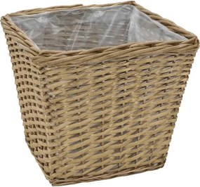 vidaXL Γλάστρες Υπερυψωμένες 3 τεμ. Wicker με Επένδυση Πολυαιθυλενίου