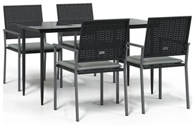 vidaXL Σετ Τραπεζαρίας Κήπου 5 τεμ. Συνθ. Ρατάν / Ατσάλι με Μαξιλάρια