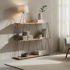 Βοηθητικό τραπέζι-ραφιέρα Tars oak-μαύρο 80x30x69.2εκ 80x30x69.2 εκ.