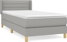 vidaXL Κρεβάτι Boxspring με Στρώμα Ανοιχτό Γκρι 80x200 εκ. Υφασμάτινο