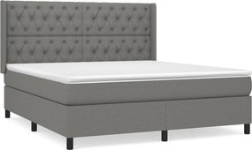 vidaXL Κρεβάτι Boxspring με Στρώμα Σκούρο Γκρι 160x200 εκ Υφασμάτινο