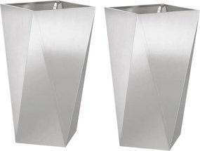 vidaXL Γλάστρα 2 τμχ. Ασημί 40 x 40 x 75 cm Ανοξείδωτο ατσάλι