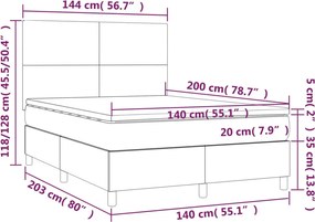 vidaXL Κρεβάτι Boxspring με Στρώμα Κρεμ 140x200 εκ. Υφασμάτινο
