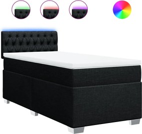 vidaXL Κρεβάτι Boxspring με Στρώμα Μαύρο 80 x 200 εκ. Υφασμάτινο