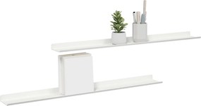 vidaXL Ράφι Τοίχου με ράφι Επιτοίχιο 2 pcs Λευκό 80 x 9 x 2,5 εκ.