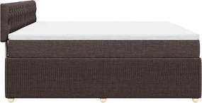 vidaXL Κρεβάτι Boxspring με Στρώμα Σκούρο Καφέ 200x200 εκ. Υφασμάτινο