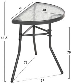 ΣΕΤ ΕΞ.ΧΩΡΟΥ 3ΤΜΧ LIMAG HM21039 ΤΡΑΠΕΖΙ ΗΜΙΚΥΚΛΙΚΟ &amp; 2 ΠΤΥΣΣΟΜΕΝΕΣ ΚΑΡΕΚΛΕΣ ΓΚΡΙ