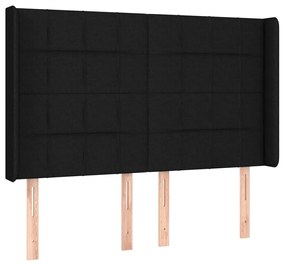 vidaXL Κρεβάτι Boxspring με Στρώμα &amp; LED Μαύρο 140x190 εκ. Υφασμάτινο