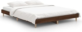 vidaXL Πλαίσιο Κρεβατιού Καφέ Δρυς 135x190 εκ. Επεξεργασμένο Ξύλο