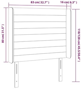 Κεφαλάρι Κρεβατιού LED Μαύρο 83x16x118/128εκ. Βελούδινο 3124220