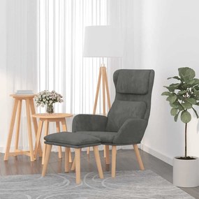 vidaXL Πολυθρόνα Relax Σκούρο Γκρι Βελούδινη με Σκαμπό