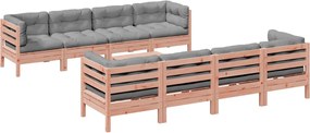 vidaXL Καναπές Κήπου Σετ 9 Τεμ. Μασίφ Ψευδοτσούγκα Ελάτης Μαξιλάρια