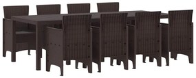 vidaXL Σέτ φαγητού για κήπο 9 pcs Καφέ Πολυπροπυλένιο