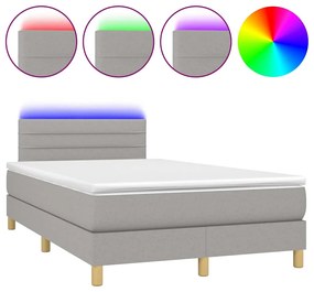 vidaXL Κρεβάτι Boxspring με Στρώμα &amp; LED Αν.Γκρι 120x190εκ. Υφασμάτινο