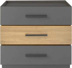 Κομοδίνο Sonlen pakoworld mdf σε sonoma-ανθρακί απόχρωση 60x40x66εκ