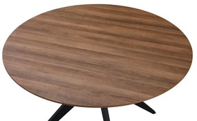 Τραπέζι Toda pakoworld mdf σε καρυδί απόχρωση με μαύρα μεταλλικά πόδια Φ120x75εκ (1 τεμάχια)