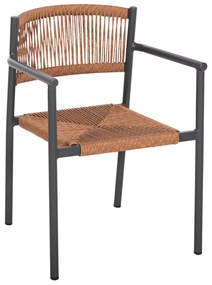 ALUMINUM ARMCHAIR STER  ANTHRACITE-SYNTHETIC RATTAN IN BEIGE 55,5x53x78Hcm.