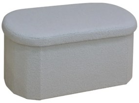 Σκαμπό-μπαούλο Otto pakoworld ύφασμα μπουκλέ σε κρεμ-ivory απόχρωση 76x38x38εκ