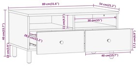 Τραπεζάκι Σαλονιού 80 x 54 x 40 εκ. από Μασίφ Ξύλο Ακακίας - Καφέ