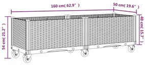 Ζαρντινιέρα Κήπου με Ροδάκια Λευκό 160x50x54 εκ. Πολυπροπυλένιο - Λευκό